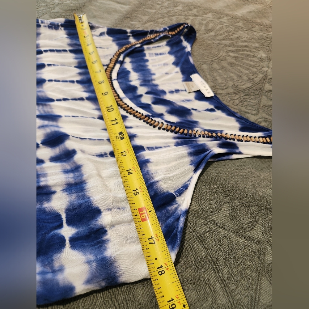 😀  3 For $15 Kenar Navy and White Tie-Dye Tank Top - Picture 7 of 10